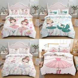 Bedding Sets Cartoon Ballet Dancing Girl Print Polyester Child Kids Covers Boys Bed Linen Set For Teens King Size