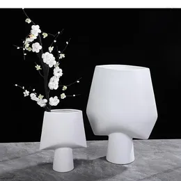 Vases Geometric Decor Ceramic Vase Black/white Flower Pots Decorative Living Room Decoration Artificial Flowers Floral Arrangement