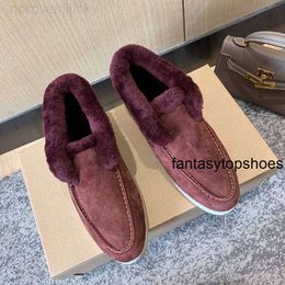 Loro Piano Winter Snow LP2022 New Wool shoes Boots Mens and Womens Genuine Leather Short Boots with Plush and Thickened Cotton Shoes Couple Style