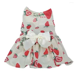 Dog Apparel Adorable Pet Costume Easy To Wear Dress Summer Fruit Print With Ribbon Bowknot For Small Medium Dogs Puppy