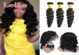 Brazilian Virgin Hair Loose Wave 3 Bundles With 360 Lace Frontal Pre Plucked Loose Wave Human Hair Weave 4 Pieceslot From Leila1780176