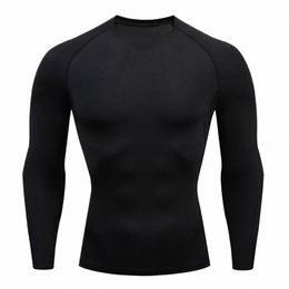 men's T Shirt Running Sports Men's Compri Workout Top Lg Sleeve Quick Dry Tight Training Gym Sports Running Shirt Jersey D4WV#