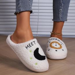 Slippers Cartoon Comfort Soft Sole Fluffy Women 2024 Winter Warm Lamb Wool House Woman Flat Heels Cotton Indoor Shoes