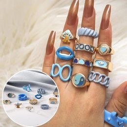 Cluster Rings 12Pcs Women Ring Beautifully Versatile Lightweight Polishing Decorate Alloy Unisex Open For Party