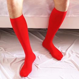 Men's Socks 1 Pair Knee High For Men Solid Colour Ultrathin Seamless Tube Black White Medium Stockings Breathable Sport