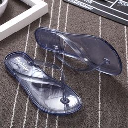 Slippers Crystal Jelly Transparent Women's Flip-flops Summer Fashion Trend Outside Wear Clip Flip-flop Flats