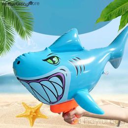 Gun Toys Shark inflatable balloon toy water gun pressure spray summer swimming outdoor beach swimming interactive children240327