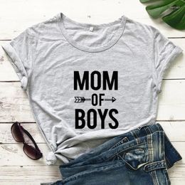 Women's T Shirts Cotton Mom Of Boys T-shirt Cute Mother's Day Tshirt Funny Life Tee Shirt Top