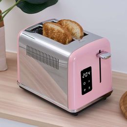 1pc 2-slice Toaster LED Touch Screen Digital Countdown Timer, Stainless Steel Bread Toasting with Extra Wide Slot and Cancel Defrost Reheat Function, 6 Shade