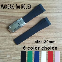 20mm size strap fit for ROLEX SUB GMT new soft durable waterproof band watch accessories with silver original steel clasp 5273I