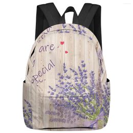 Backpack Vintage Wood Texture Lavender Women Man Backpacks Waterproof Travel School For Student Boys Girls Laptop Bags Mochilas