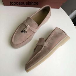 Loro Piano LP LorosPianasl Men Top-quality Sneakers Shoes Suede Designer Loafers Classic Buckle Round Toes Flat Heel Leisure Comfort Four Seasons Woman Shoes 8ZUG