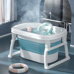 Bathtubs Large Household Baby Bathtub Newborn Dualuse Portable Bathtub Folding Storage Bath Basin Protection Cervical Bath Bucket