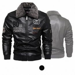 men's Leather Jacket Fi High-Quality Detachable Fur Collar Autumn And Winter Thick Coat Original Embroidered Men Clothing h7Ck#