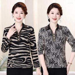 Women's Blouses Clothing Vintage Leopard Print Blouse Casual V-Neck Button Chic Diamonds Spring Autumn Stylish Long Sleeve Shirt