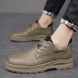Casual Shoes 2024 Male Sneakers Autumn Leather Men Wear Resistant Work Office Lace-up Comfortable For Large Size