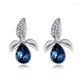 Stud Earrings ER-00185 2024 In Genuine Austrian Crystal Jewelry Allergy-free Shamrock Water Drop Earings Christmas Earring Wholesale