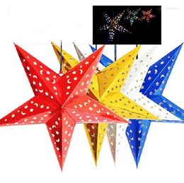 Party Decoration Arrive Christmas Ornament 30cm Paper Five-star Star Lampshade Scene Layout Decorations SN1717