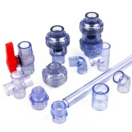 Reels 1PC Transparent Blue UPVC Pipe Connectors Aquarium Fish Tank Water Tube Joints Garden Irrigation Drainage Tube Fittings Adapters