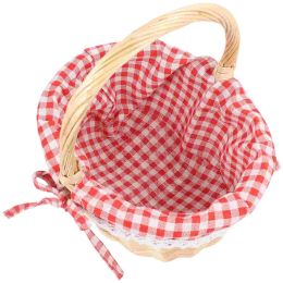 Baskets Zerodeko Little Red Riding Hood Basket Hand Woven Picnic Bag Gift Basket Wicker Storage Basket Linen Inner Basket Storage