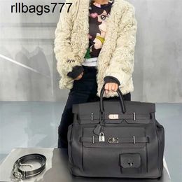 Birkn50 Genuine Leather 2024 Bk Litchi Pattern Extra Large Bag Unisex Business Trip Luggage Bag Large Capacity Handheld Bag Tide Hac