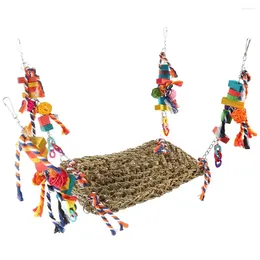 Other Bird Supplies Toy Seagrass Chewing Parakeet Rope Woven Mat Hanging Cage Net Loofah Bed Parrot House Foraging Hammock Climbing Toys