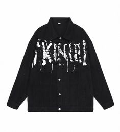 youth Codes Dem Tour Graffiti Denim Jacket Man Thick Wed Gothic Punk Rocky Band Hip Hop Jeans Coats Outwear 03E3#