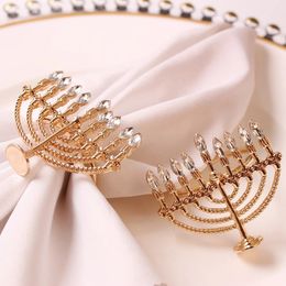 Diamond Napkin Ring for el Creative Gold Button Cloth Ring Border Metal Set 6Pcs 240319