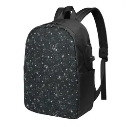 Backpack Black Stargazers Star Texture Metallic Classic Basic Canvas School Casual Daypack Office For Men Women