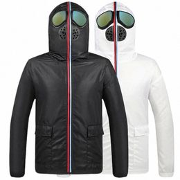 funny jacket men Hooded with Glasses casual jackets men jacket Sun Protecti New Windproof jackets Hat coat men Skin Clothing x9rK#