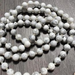 Pendants 8mm Fashion White Howlite 108 Beads Handmade Tassel Necklace Pendant Gemstone Children Religious Metal Trendy Crystal