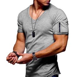Streetwear V-neck T-Shirt For Men Designer Casual Short Sleeve Tops Tee Shirt Oversized Clothing S-5XL