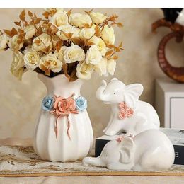 Vases Patterned Ceramic Vase Home Relief Flower Arrangement Living Room Decoration Ornaments Household Items