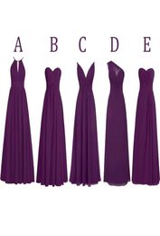 Grape Chiffon Bridesmaid Dresses Mixed Styles Spaghetti Strap Brides Maid Long Maid Of Honour MB0854100741