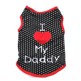 Small Dog Clothes, Soft Puppy Shirt, Cute Summer Dog Vest With "I Love my mommy daddy" Pattern, Dog T-Shirts Set, Hearts Graphic Sleeveless Pet Clothing