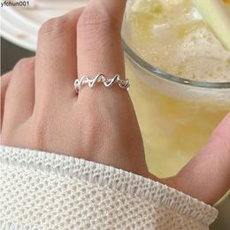 925 Sterling Silver Irregular Wrapped Line Ring for Womens Simple Open Twisted Rope Pure Small and Fresh