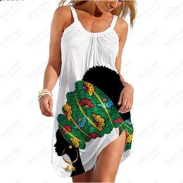 Casual Dresses 2024 Hawaiian Fashion Short Skirt Women's Loose Round Neck Sexy Shirt Summer Strap Dress Figure Funny 3D Printing