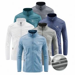 Männer Jacke Sun Protecti Kleidung Stehkragen Schnell Trocknend Reißverschluss Taschen Ultradünne LG Ärmeln Anti-UV Eis Seide Angeln Mantel m1CG #