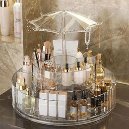 Storage Boxes Makeup Organizers 360 Degree Rotation Transparent Box Shelf Cosmetic Bathroom Organizer Home