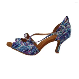 Dance Shoes Evkoodance Heel Height 7cm Satin Latin Size US4-12 Women Flower Pu Professional Evkoo-612