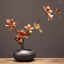 Vases Modern Simple Ceramic Vase Fake Plum Flower Arrangement Coffee Table Adornments Crafts Home Room Desktop Furnishing Decoration