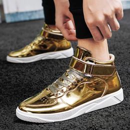 Casual Shoes 2024 Spring And Autumn Men's Mirror Panel Trend Student Mid Top Sports Youth Large