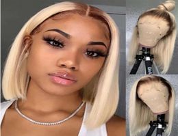 Short Bob Lace Front Wig 4613 Honey Blonde Coloured Edge For Human Hair Wigs For Black Women Preplucked Peruvian Brake 1805324679