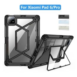 Case Shockproof Case for Xiaomi Pad 6 Soft Silicone + Hard PC Foldable Stand Durable Cover Clear Back Capas For Xiaomi Pad 6 Pro