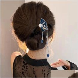 Hair Clips Barrettes Antique Flower Butterfly Hairpin Advanced Sense Dish Artefact Headdress Summer Ball Ornament Temperament Drop Del Otuyx