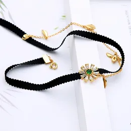 Choker Cute Flowers Ribbon Unique Chokers Bees Zircon Short Necklaces Personality Party For Women Arrival Fashion Jewellery