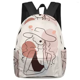 Backpack Line Print Abstract Large Capacity Multi Pocket Travel Backpacks Schoolbag For Teenager Women Laptop Bags Rucksack
