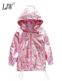 Girls Windbreaker Hooded Jacket For Child Clothing 2020 Brand Alphabet silver Pink Girls Outerwear Coat Spring Autumn 312T Kids L9850393