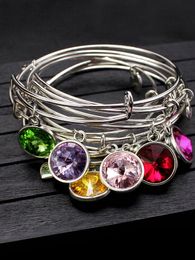 Rhinestone Charm Bangle Statement bracelet