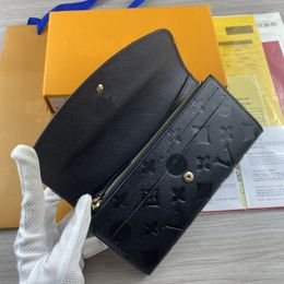 TOP High-quality Fashion designer wallets luxury womens long purses embossed flower letters credit card holders ladies plaid money clutch bags with.